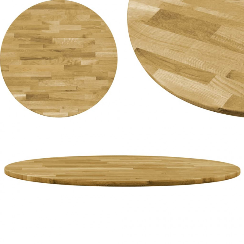 Image of Vidaxl piano del tavolo legno massello di rovere circolare 23mm 400mm Arredamento casa cucina Casa & cucina