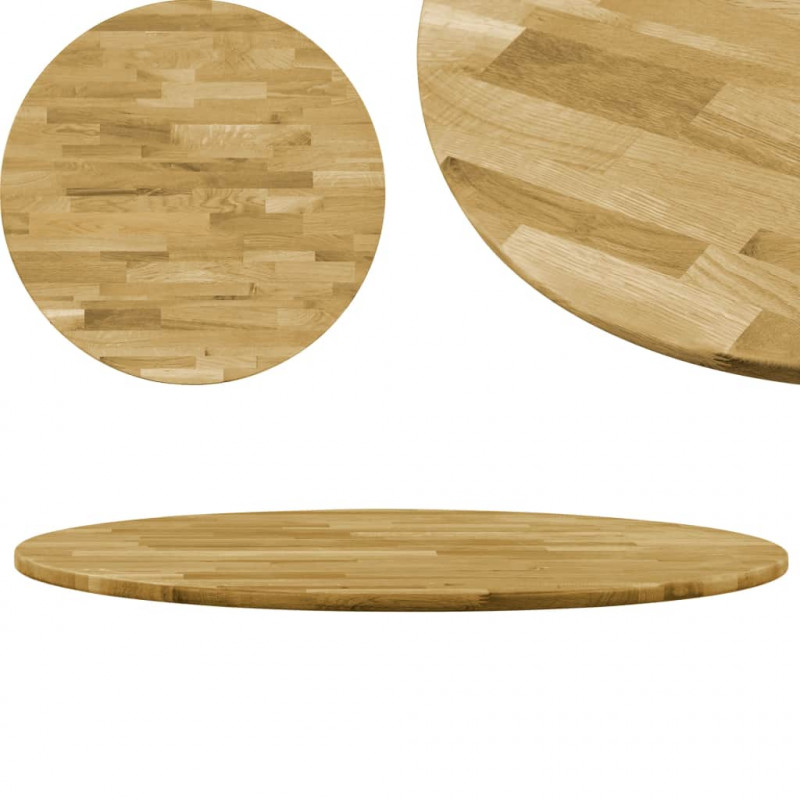 Image of Vidaxl piano del tavolo legno massello di rovere circolare 23mm 500mm Arredamento casa cucina Casa & cucina