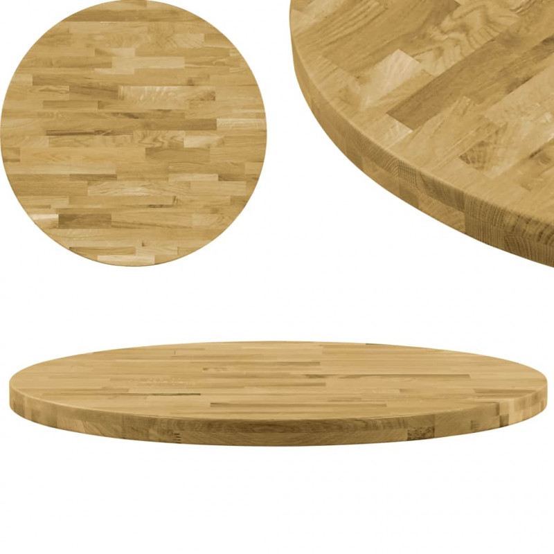 Image of Vidaxl piano del tavolo legno massello di rovere circolare 44mm 500mm Arredamento casa cucina Casa & cucina