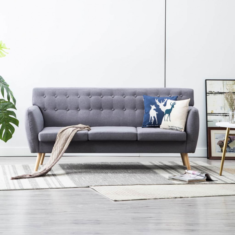 Image of Vidaxl divano a 3 posti in stoffa imbottito 172x70x82cm grigio chiaro Arredamento casa cucina Casa & cucina