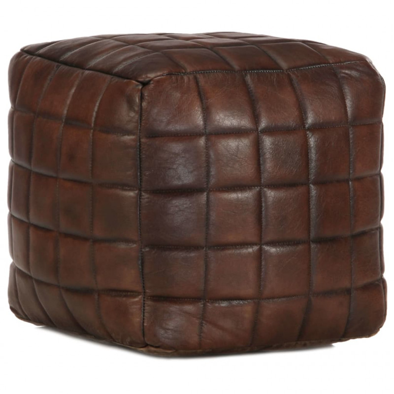 Image of Vidaxl pouf marrone scuro 40x40x40 cm in vera pelle di capra Materiale di consumo Informatica