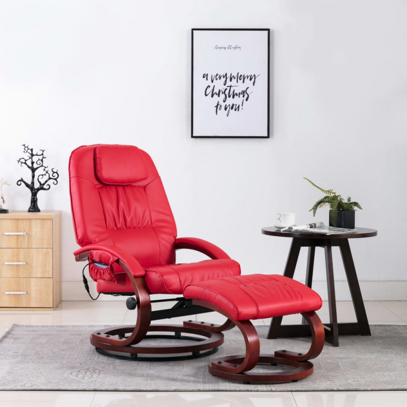 Image of Vidaxl poltrona massaggi reclinabile e sgabello rossa similpelle Arredamento casa cucina Casa & cucina