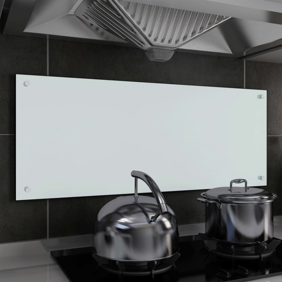 vidaXL Paraschizzi per Cucina Paraspruzzi Fornelli Resistente al Calore Pannello Splashback Parete Bianco 90x50 cm in Vetro Temperato