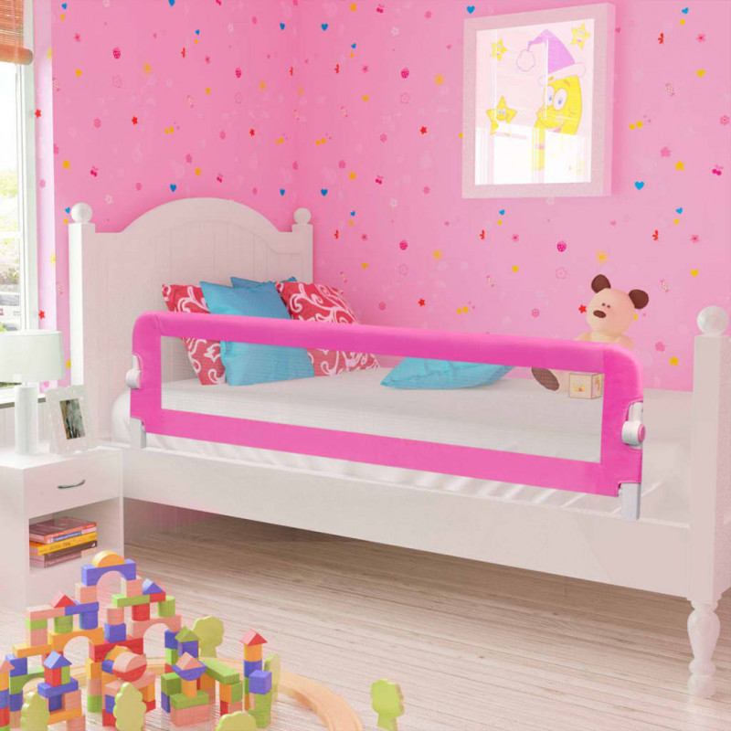 VidaXL Barierki do łóżeczka dziecięcego, 2 szt., różowe, 150x42 cm