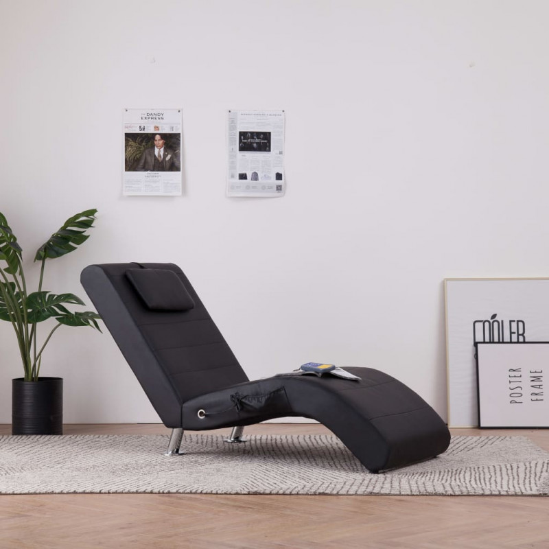 Image of Vidaxl sdraio massaggiante con cuscino nera in similpelle Arredamento casa cucina Casa & cucina