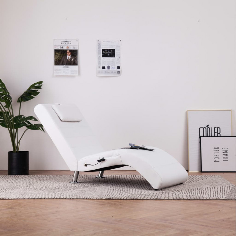 Image of Vidaxl sdraio massaggiante con cuscino bianca in similpelle Arredamento casa cucina Casa & cucina