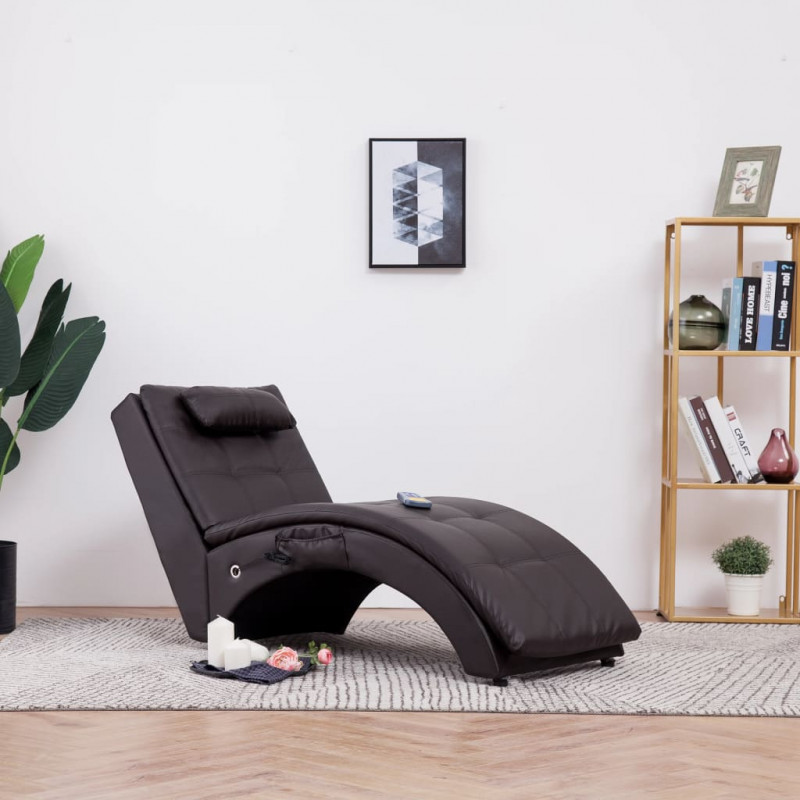 Image of Vidaxl sdraio massaggiante con cuscino marrone in similpelle Arredamento casa cucina Casa & cucina