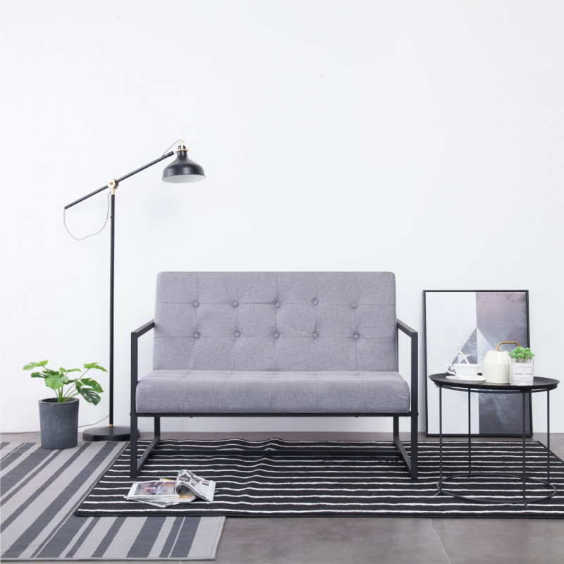 Image of Vidaxl divano a 2 posti con braccioli grigio chiaro acciaio e tessuto Arredamento casa cucina Casa & cucina
