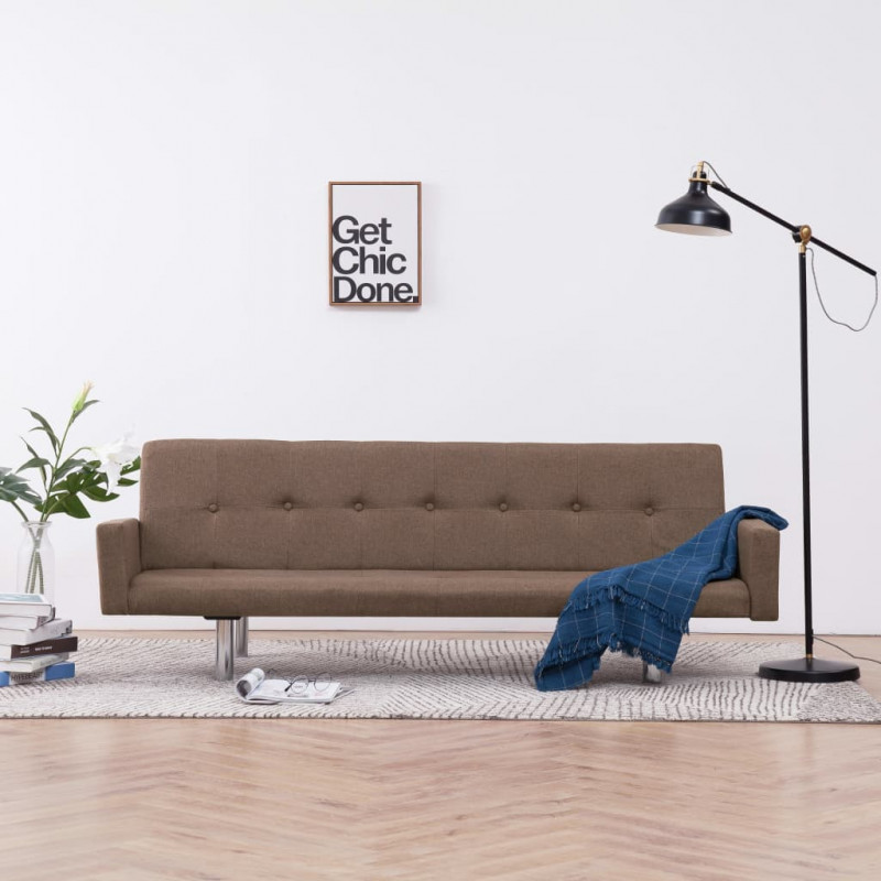 Image of Vidaxl divano letto con braccioli marrone in poliestere Arredamento casa cucina Casa & cucina