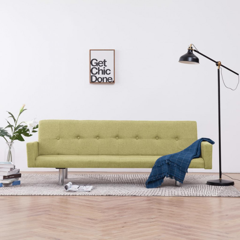 Image of Vidaxl divano letto con braccioli verde in poliestere Arredamento casa cucina Casa & cucina
