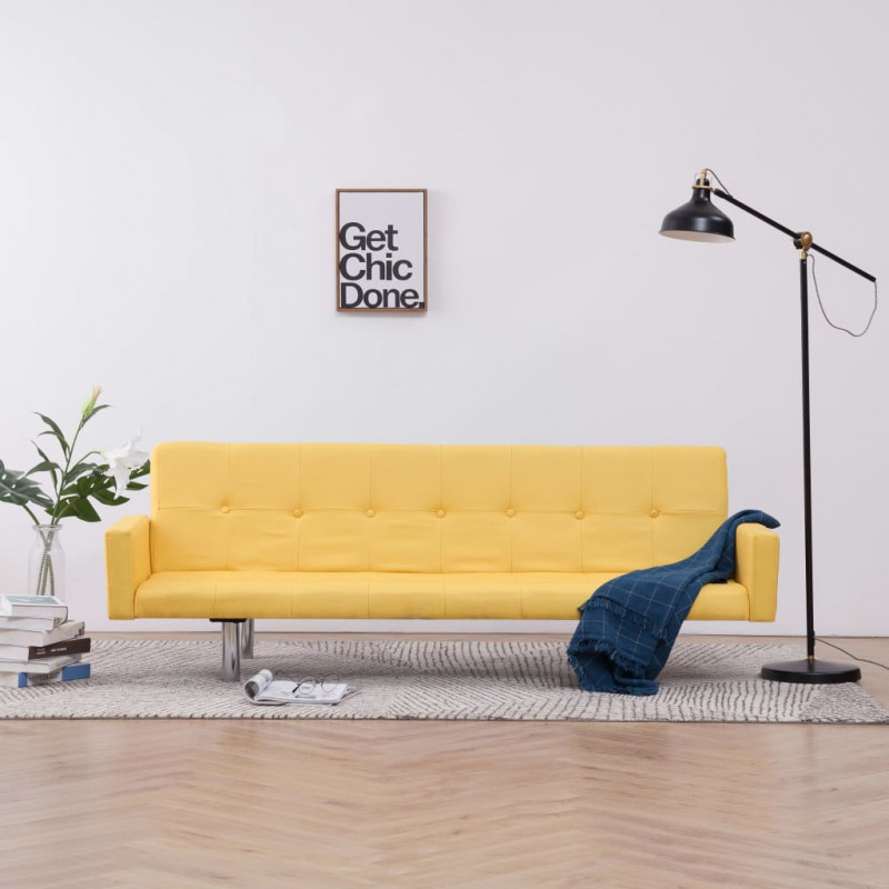 Image of Vidaxl divano letto con braccioli giallo in poliestere Arredamento casa cucina Casa & cucina