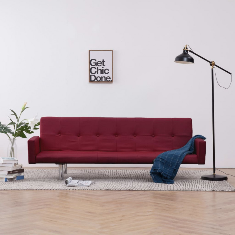 Image of Vidaxl divano letto con braccioli rosso vino in poliestere Arredamento casa cucina Casa & cucina