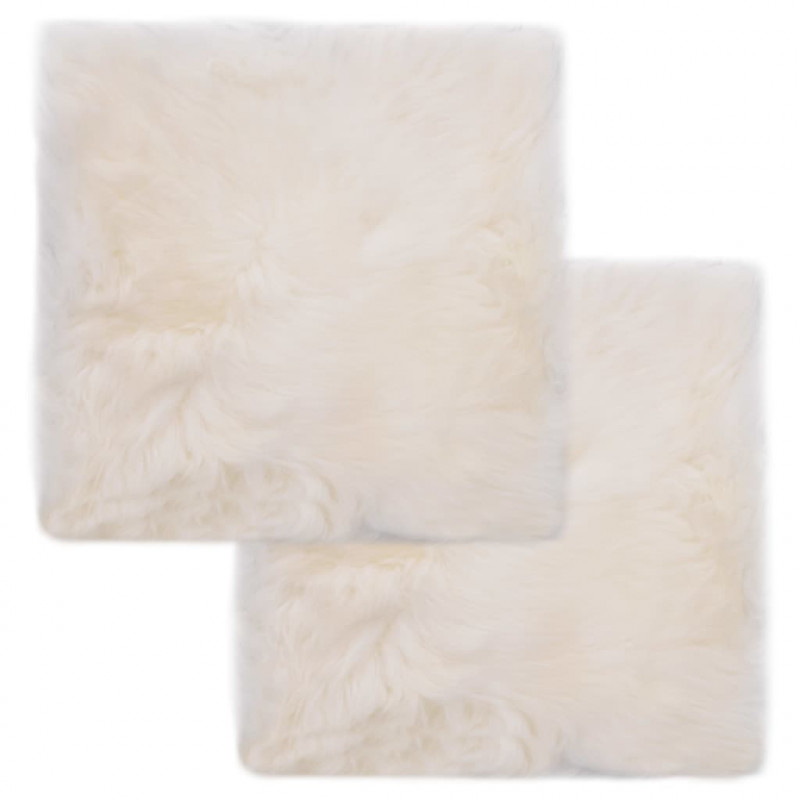 Image of Vidaxl cuscini per sedie 2 pz bianco 40x40cm in vera pelle di montone Tende e cuscini Casa & cucina