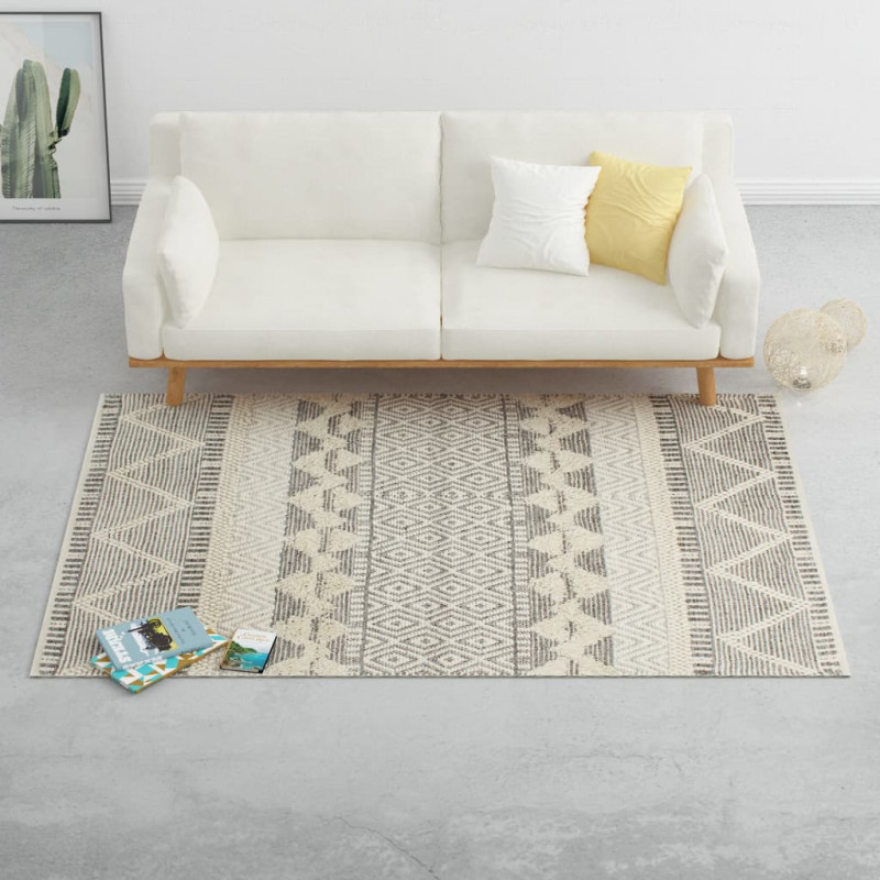 Image of Vidaxl tappeto lana tessuto a mano 80x150cm bianco/grigio/nero/marrone Arredo e complementi Ufficio cancelleria