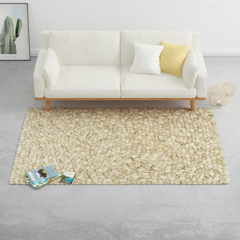 Image of Vidaxl tappeto in lana ghiaia 160x230cm beige/grigio/marrone/cioccolato Arredo e complementi Ufficio cancelleria