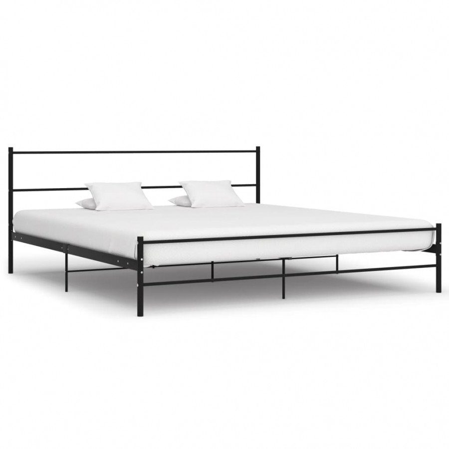 En casa cama de metal cama 140x200cm bastidor Design cama dormitorio de metal negro