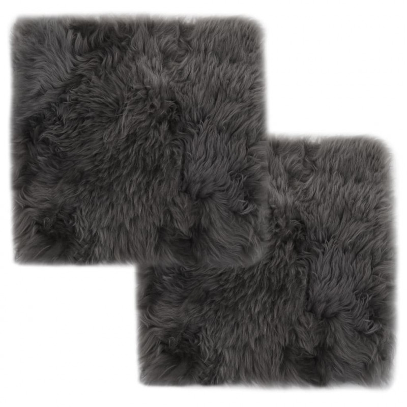 Image of Vidaxl cuscini sedie 2 pz grigio chiaro 40x40cm vera pelle di montone Tende e cuscini Casa & cucina