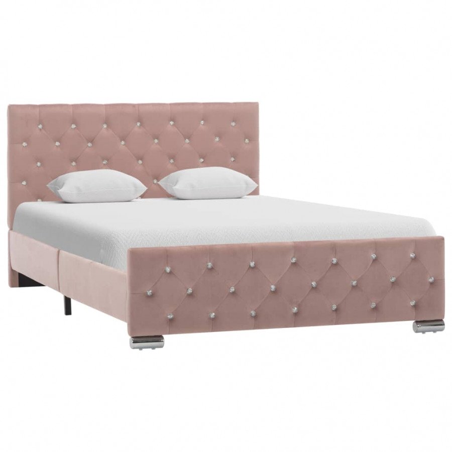 vidaXL Estructura de cama de tela rosa 120x200 cm