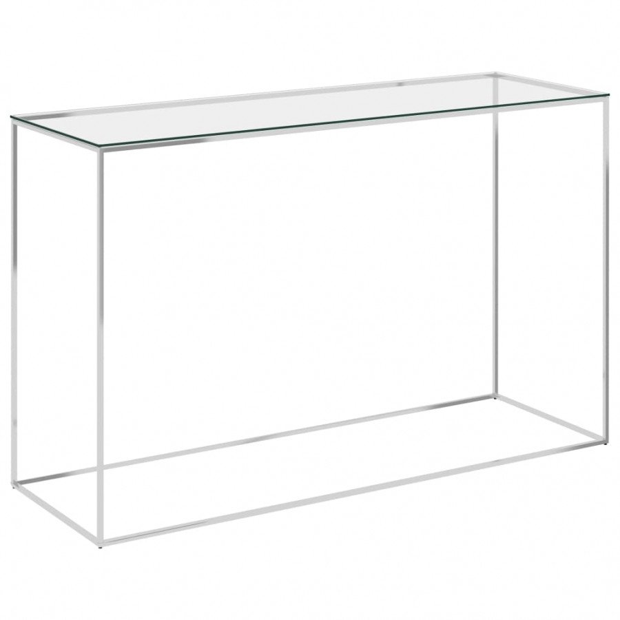 Image of Vidaxl tavolino laterale argento 120x40x78 cm in acciaio inox e vetro Arredamento casa cucina Casa & cucina