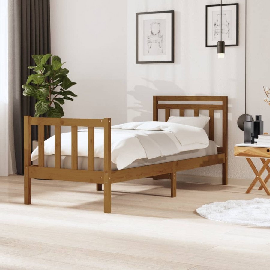VidaXL Rama łóżka, miodowy brąz, lite drewno, 90x200 cm