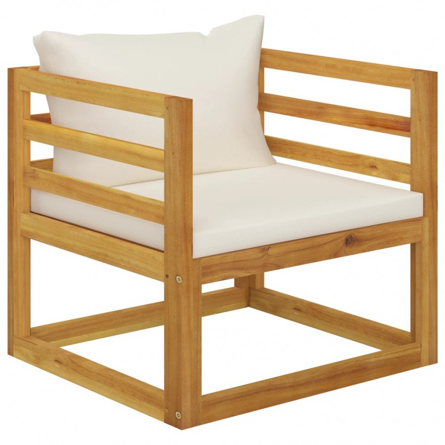 Image of Vidaxl sedia da giardino con cuscino crema in legno massello di acacia Arredo giardino Brico giardino animali