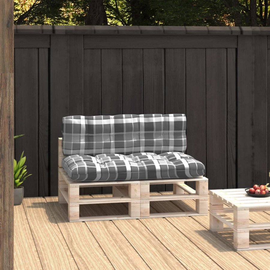 Image of Vidaxl cuscini per divano pallet 2 pz grigio motivo a quadri Tende e cuscini Casa & cucina