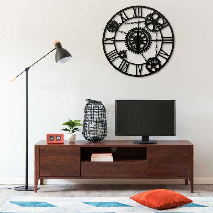 Image of Vidaxl orologio da parete marrone 80 cm in metallo Casalinghi casa Casa & cucina