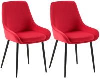 CLP 2er Set Sedia da pranzo Elmira Samt - nero rosso