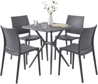 CLP Set mobili da giardino Amino con 4 sedie grigio sc