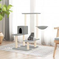 vidaXL Rascador para gatos con postes de sisal gris claro