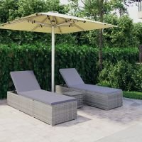 VidaXL Lettini prendisole con tavolino pz in polyrattan grigio