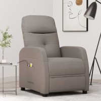 VidaXL Podnoszony fotel masujący, kolor taupe, tkanina