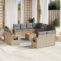 vidaXL Juego de sofás jardín con cojines beige mezcla 1