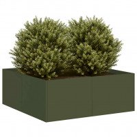 vidaXL Jardinera acero verde oliva 80x80x30 cm