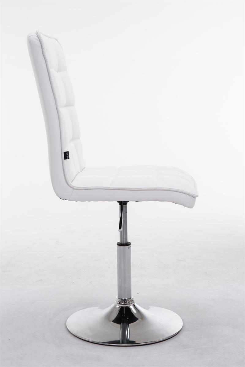 CLP Sedie Design Peking V2 in Similpelle Sedia Sala da Pranzo Altezza Regolabile 41-55 cm I Sedia Imbottita Girevole Schienale Alto e Senza Braccioli I Sedia Poltrona Bianco
