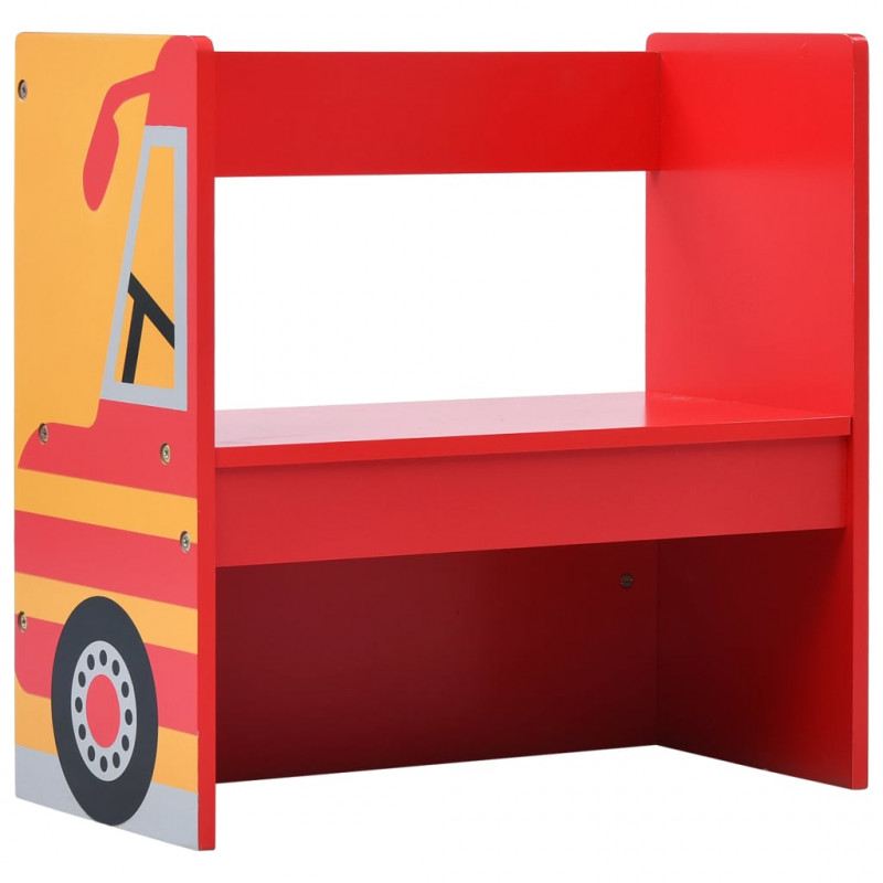 vidaXL Set Tavolo per Bambini 3pz Design Camion dei Pompieri in Legno 