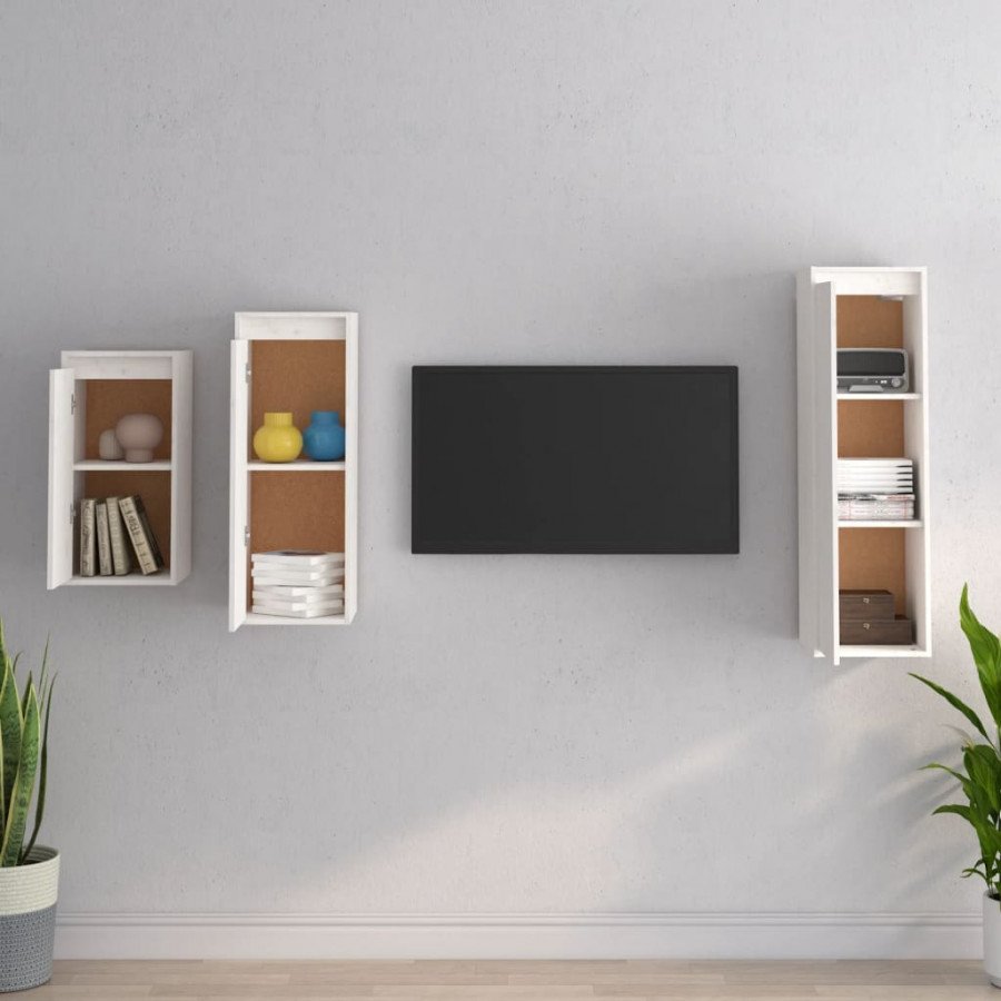 Mobile TV VidaXL Bianco 120x34x37 Cm In Multistrato – Consolle Media Con Ripiani Per Lettori DVD E Console