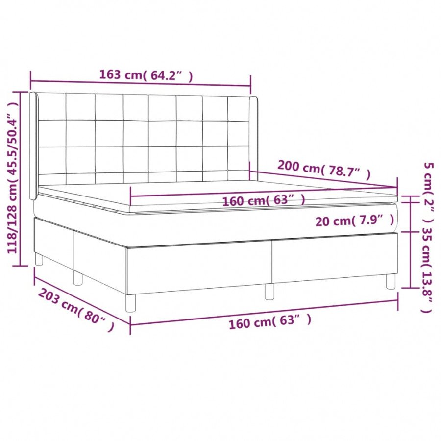 Letto a Molle con Materasso e LED Blu Scuro 140x200 cm