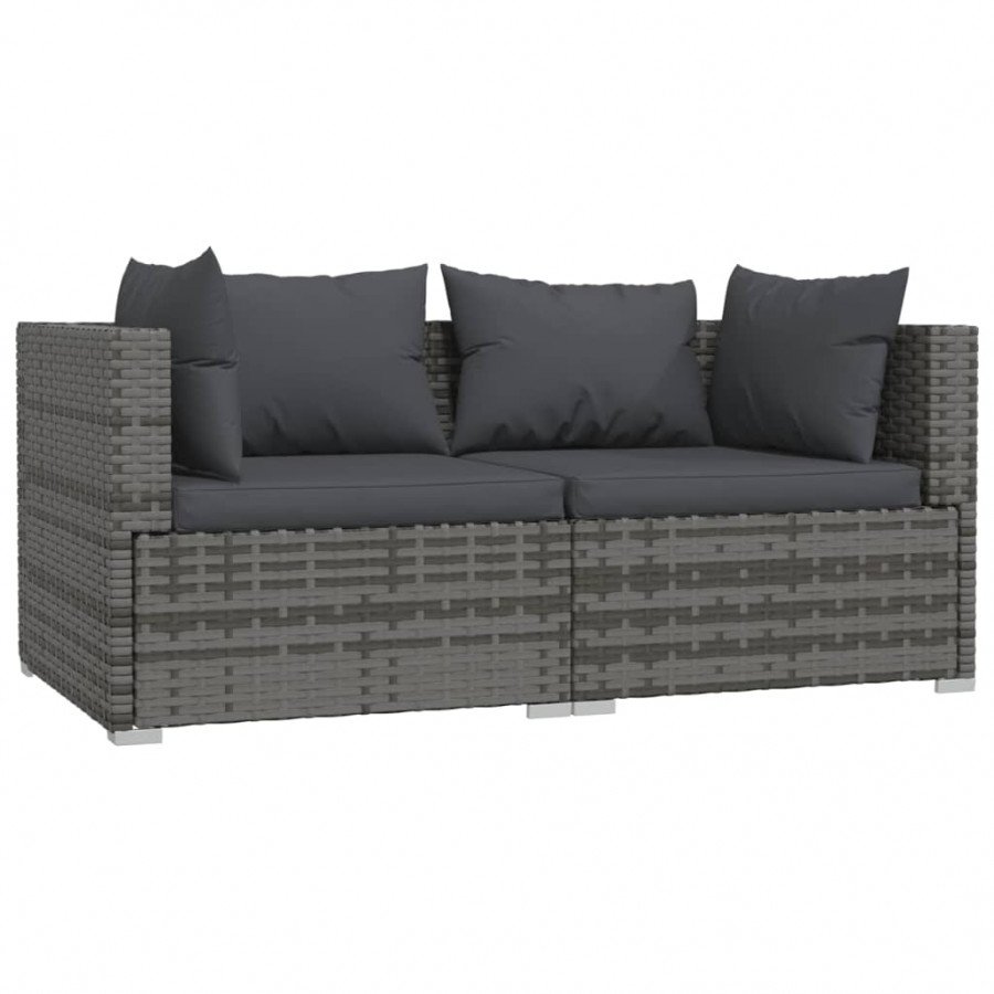 VidaXL Set divani da giardino 3 pz con cuscini in polyrattan grigio Set da  Giardino 