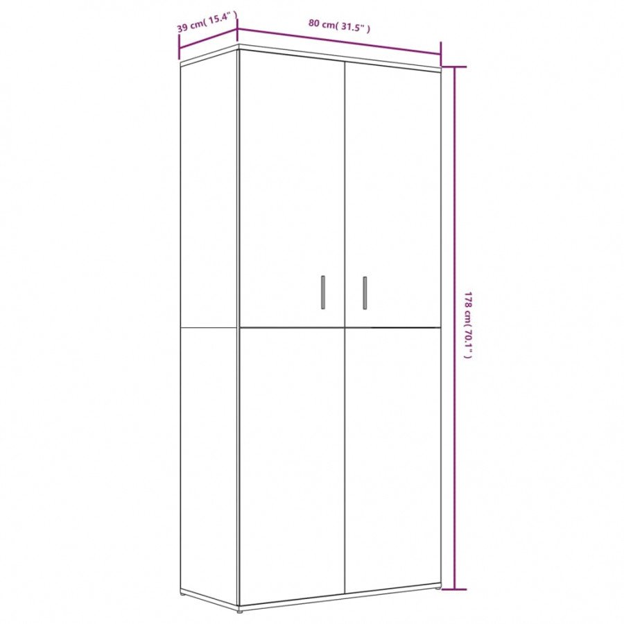 Mueble zapatero madera contrachapada gris sonoma 80x39x178 cm