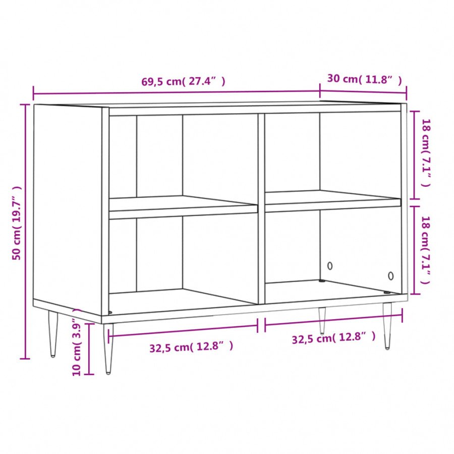 VidaXL Mobile porta tv rovere fumo 69,5x30x50 cm in legno multistrato  Mobili porta tv 